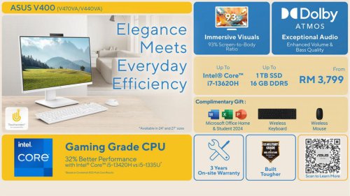 Asus V400 AiO PC launched in Malaysia with up to 27&Prime; FHD IPS touchscreen, Intel Core i7 &ndash; Priced from RM3,799