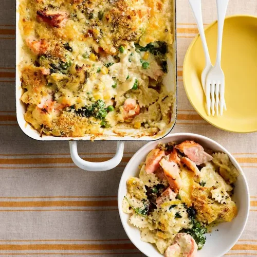 Cheesy salmon & veggie pasta bake, Pork chop tray bake with potatoes & brussels sprouts, Pesto, sun-dried tomato & mozzarella-stuffed chicken breasts, Nutty brown rice with broccolini & goat&rsquo;s cheese, Easy family dinners from Women's Weekly Food, Sarah Pound&rsquo;s family food recipes