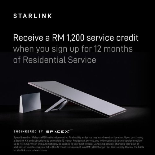 Starlink offers RM1,200 service credit, pay nothing for 5 months