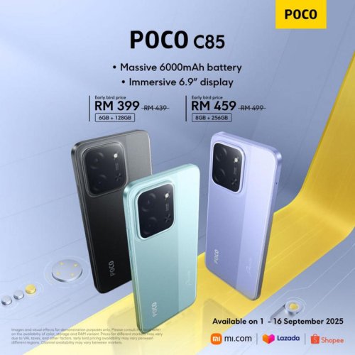 Poco C85 Malaysia: Sub-RM500 smartphone with 6.9&Prime; display and 6,000mAh battery