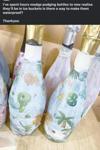 1.Why on Earth would it even occur to you to use diapers on wedding crafts?, 2.Go ahead and use DIY centerpieces, but just because fish are cheap doesn't make them decor., 3.I'm not gonna shame this DIY decor, but I AM going to shame trying to get people to PAY to clean it up under the guise of selling it online., 4.I'll keep my thoughts on the look of this DIY decor to myself, but you gotta admit, trying to sell cheap, used decor &mdash; especially for this price &mdash; screams tacky. (Also, a fire wedding for a volunteer firefighter? Really?), 5.Using others' expensive decor is NOT a way to save money. Or I guess it is, but it's certainly not an acceptable way., 6.Still confused? Paying an agreed-upon $200 for a beginner baker to make you a cake: ✅ Eating 80% and then trying to demand a partial refund because it's "aesthetically disappointing" (when you knew it was a beginner baker and also she did a great job!): Tacky!!!!!, 10.If you are gonna make your own food, stick with the classics. And maybe stay away from kids' items like Spaghetti-Os., 12.Pro tip: Spray painting the grass is not a budget-friendly way to brighten up your venue., 13.And using mashed potato mix instead of rice is nottttt the budget-friendly hack you think it is., 15.If you can't even suggest accommodation for your guests besides "sleep outside," maybe have a private wedding for just your immediate family., 16.I'm all for DIY crafts, but toilet paper rolls? That aren't even covered with anything (except duct tape)?, 17.I hate to shame more DIY, which can be cute, but...this couple should've scrolled Pinterest a little longer., 20.This should go without saying, but please don't make your guests pay for their own food., 21.Maybe this is controversial, but imo, if you can afford a reception, you need to feed people a full meal., 23.The idea behind this was nice, but, uh, I gotta say these handmade decorations ended up a lil' tacky., 24.It's okay if you can't afford elaborate displays, but this decor was pretty crappy (see what I did there?)., 25.This might be a money-saving hack that works, but it's certainly not one that's appropriate by moral standards., 26.This one mystifies me. You're rich enough to serve tuna tartare, yet you're serving it in a PVC pipe??, 27.I know that wedding food is expensive, but that's no excuse to leave those with dietary restrictions with pieces of cardboard to eat., 29.Wedding meals don't need to be fancy, but this looks like baby food, and it's not enough for dinner., 30.If you're going to expect your wedding party to help set up the wedding in order to save money, fair enough. But at least feed them more than one tiny slice of pizza for a day and a half of work!, 31.By all means, make things yourself, but at least get the spelling right. Better yet? Print a sign from online, and use spellcheck., 32.I'm not sure it gets much tackier than forcing guests to come after the ceremony, dinner, AND live music because you didn't like the amount of money they gave you., 33.This is worse than not having one. If I see a cake, I'm thinking I'm going to be able to eat cake. Don't mess with my emotions like this., 34.Go ahead and forgo the cake if you need to, but seeing these donuts displayed on unfinished wood is already making my mouth taste like sawdust., 36.This couple decided to save money by having a small reception at a restaurant &mdash; great! Except they expected guests to pay more than they normally would at that restaurant for their food &ndash; not so great!, 37.Trying to actually PROFIT off wedding guests goes beyond cheap and tacky. I would 100% be skipping this wedding &mdash; even if it was my brother's., 39.I can't believe I need to repeat this &mdash; weddings should not be paid for by your guests!, 40.Choose an unconventional venue if you like. But I'm sorry, I cannot get behind getting married in a GAS STATION., 41.And finally, this isn't the bride or groom's fault, but I have to show this wildly cheap and tacky sign that this poor couple ended up with., Top 41+ Brides And Grooms Who Aimed For A Budget Wedding And Ended Up Landing At Tackytown Instead