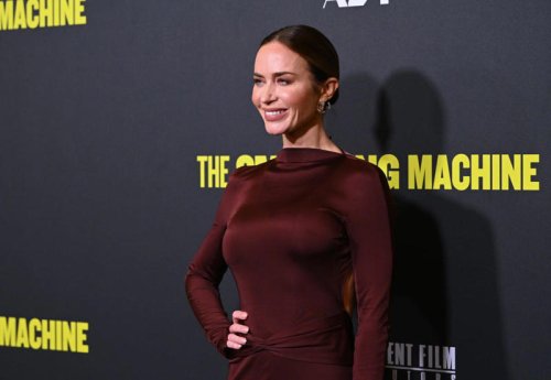 Emily Blunt's Caramel Look Takes This Summer's Polka-Dot Trend Into Fall