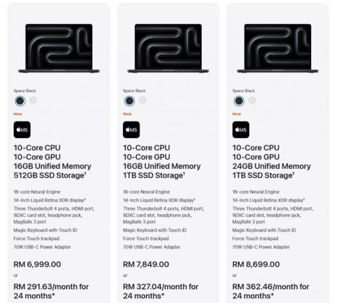 Apple&rsquo;s base MacBook Pro 14 upgraded with new M5 chip, priced from RM6,999