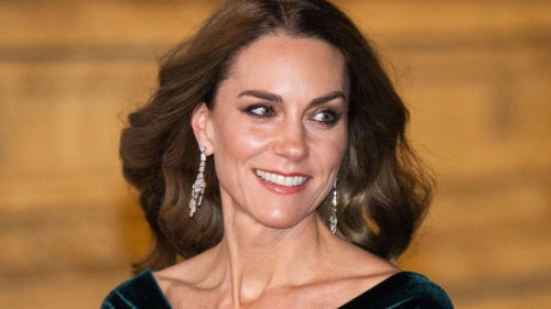 Princess Kate stops traffic in Talbot Runhof green velvet dress at Royal Variety Performance