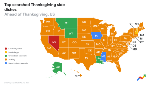 Pecan or apple? See most-searched Thanksgiving pies, side dishes