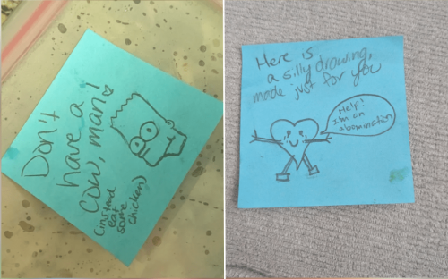 Tears as woman discovers what boyfriend does with notes she leaves in lunch