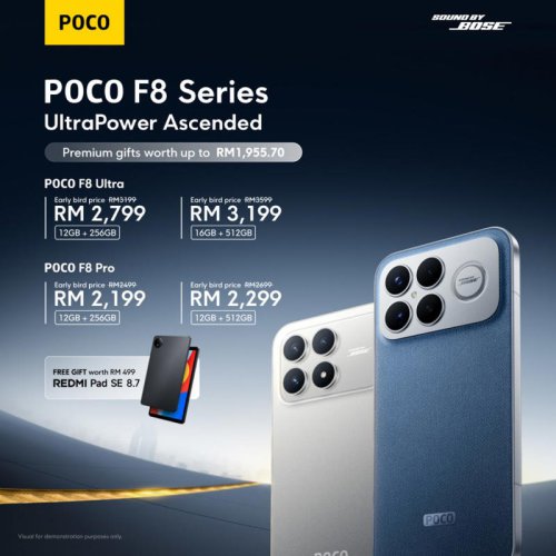 Poco F8 Pro &amp; F8 Ultra launched in Malaysia with Bose speakers &ndash; Snapdragon 8 Elite Gen 5, 50MP 5x telephoto cam, priced from RM2,199