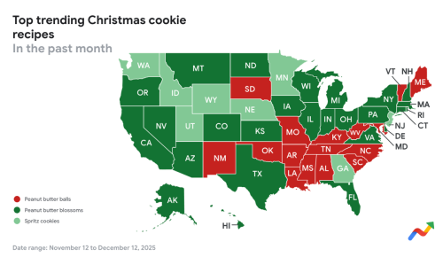 This map shows the most popular Christmas cookies in every state