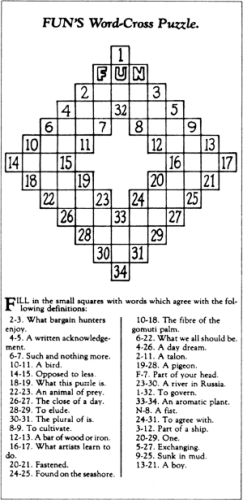 Image shows first-ever crossword puzzle&mdash;published 112 years ago