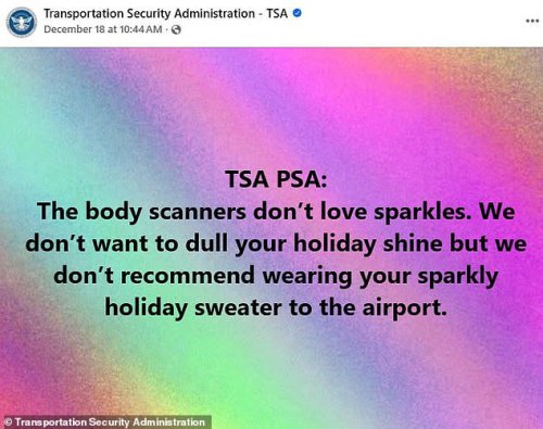 TSA warns flyers not to wear festive clothing while traveling over the holidays