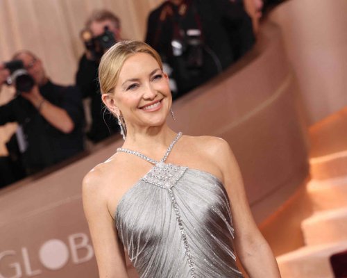 Kate Hudson's shredded crystal gown at the Golden Globes 2026 features hidden rhinestones
