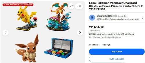 Lego Pok&eacute;mon sets are being sold for &pound;2,500 on eBay