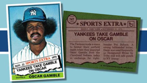 1976 Topps Traded Oscar Gamble, 1976 Topps Johnny Bench, 1977 Topps Mark Fidrych, 1978 Topps Reggie Jackson, 1983 Topps Traded Darryl Strawberry, Beyond 75: The five most iconic Topps cards not to make the list
