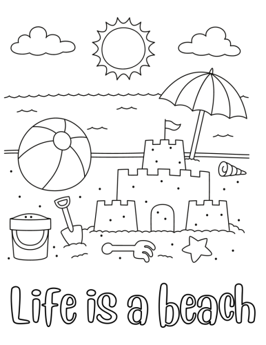 Top 6+ Printable Beach Coloring Pages