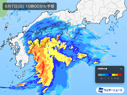 西日本の太平洋側で非常に激しい雨 土砂災害や河川の増水等に警戒