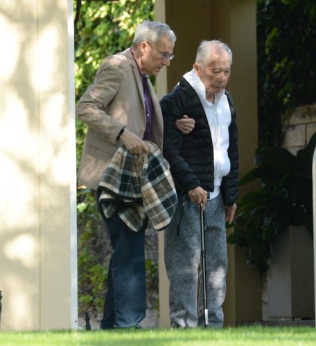 Star Trek icon George Takei, 88, leans on husband to walk in rare sighting