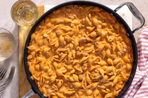 Quick Cacio e Pepe Potato Soup, Sheet Pan Pierogi With Sausage, Broccoli Cheddar Soup Toasts, 4-Ingredient Broccoli Gnocchi, Chicken Sausage and Pasta Skillet, Spicy Tuna Rice Bowl, Easy Mushroom Noodle Soup, Dump-and-Stir White Chicken Chili, Mushroom Stroganoff, 20-Minute Chicken Enchilada Chili, Caramelized Cabbage Spaghetti, Shrimp Pesto Pasta, Cheesy Hamburger Pasta Skillet, Taco Salad, Easy Beef Krapow (Thai Basil Beef), Sausage White Bean Soup, Lemon Orzotto with Spinach and Peas, Turkey Taco Bowls, Chorizo Sloppy Joes, Cheesy Baked Tacos, Top 20+ low-stress dinners that are ideal for weeknights