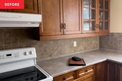 A kitchen with '90s brown cabinets goes from boring to gorgeous (on a budget!)
