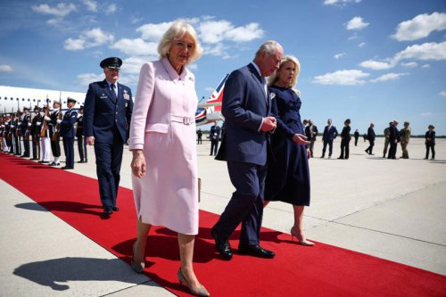Queen Camilla wears two springtime looks to kick off her US state visit with King Charles