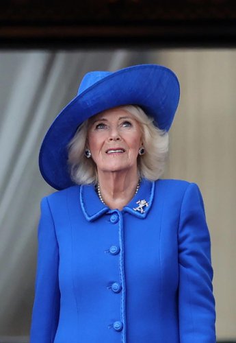 Queen Camilla wears Fiona Clare at Queen Elizabeth II memorial preview