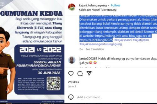 lelang kendaraan, Kendaraan Sitaan, Kejari Tulungagung, Tak Diambil Selama 4 Tahun, Kendaraan Sitaan Bakal Dilelang Kejaksaan