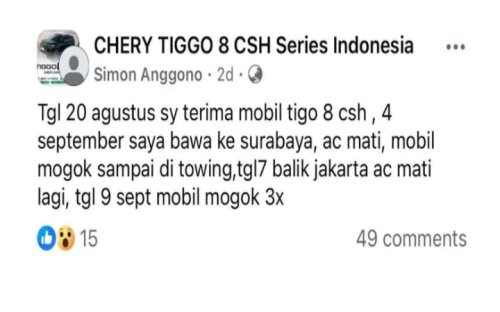 Penjelasan Chery Tentang Mesin Tiggo 8 CSH Mogok Sampai 3 Kali