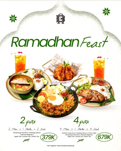 1. Kalia, 2. B'Steak Grill &amp; Pancake, 3. Raa Cha Suki BBQ, 4. Gyu-Kaku, 5. Maison Tatsuya, 6. Yoshinoya, 7. Demie Bakmie 69, 8. Baby Dutch Pancake, 9. Ten Ten, 10. Butteria, 11. Shaburi Kintan Buffet, 12. Lara Djonggrang, 13. Nanny&rsquo;s Pavillon, 14. Putri Duyung Ancol, 15. Sugakiya, 16. Bakmi GM, Top 16+ Promo Ramadhan untuk Buka Puasa Hemat
