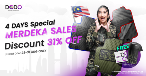 DODO Mat premium car mats &ndash; 31% off limited time Merdeka promo, save up to RM300+, four days only!