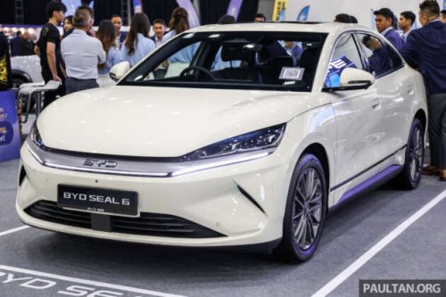 BYD Seal 6 EV in Ivory Gold at ACE 2025 &ndash; Premium only, same price at RM116,500; limited to 100 units