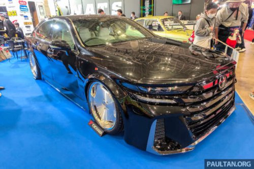 NATS Vellfire Sedan at 2026 Tokyo Auto Salon &ndash; Lexus LS460 with Vellfire face and tail lamps, air suspension