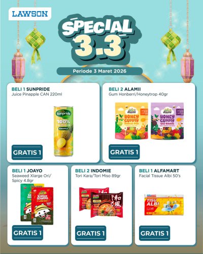 Promo Lawson Hari Ini 1-30 Maret 2026, Beli 1 Gratis 1