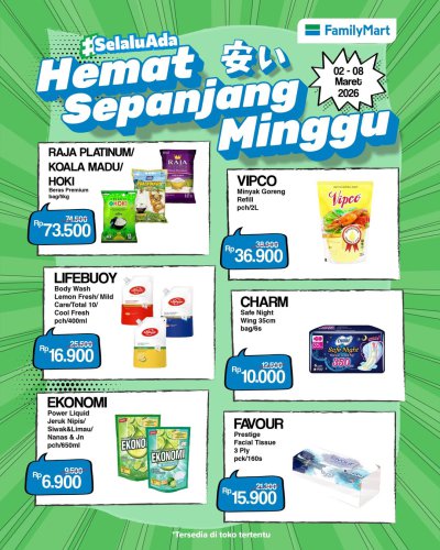 Promo FamilyMart Hari Ini 2-8 Maret 2026, Beras Premium 5 Kg Rp 73.500