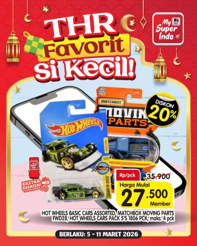 Promo Super Indo Hari Ini 5-11 Maret 2026, Diskon Hot Wheels &amp; Matchbox Rp 27.500