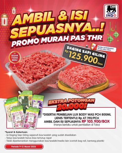 Super Indo - Daging Sapi Giling Ambil &amp; Isi Sepuasnya, Super Indo - Diskon Bawang Merah Ambil Sepuasnya, Super Indo - Promo Snack Mudik Makin Asik, Super Indo - Beli 1 Gratis 1, Super Indo - Beli 1 Gratis 1 Berbagai Produk, Super Indo - Cashback hingga Rp 100.000 dengan Jenius, Promo Super Indo Hari Ini 5-12 Maret, Daging Sapi Giling Ambil &amp; Isi Sepuasnya