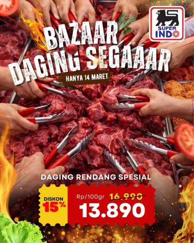 Promo Super Indo 13-18 Maret 2026, Diskon 15 Persen Daging Rendang