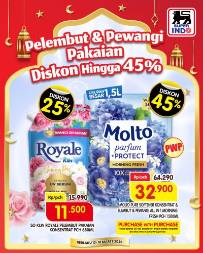 Promo Super Indo Hari Ini 12 - 18 Maret 2026, Diskon Pelembut &amp; Pewangi Pakaian