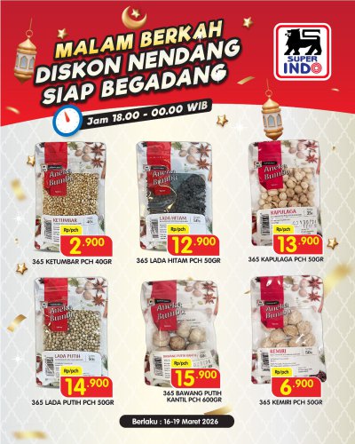 Promo Super Indo Hari Ini 16-19 Maret 2026, Diskon Aneka Bumbu dan Rempah