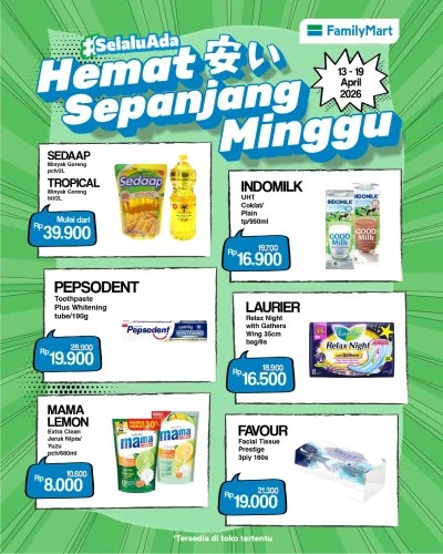 Promo FamilyMart Hari Ini 13April, Diskon hingga 31 Persen Minyak Goreng dan Susu UHT