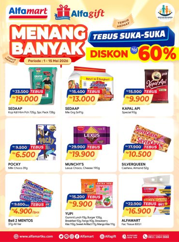 Promo Alfamart Hari Ini 5 Mei 2026, Tebus Suka-suka Diskon hingga 60 Persen