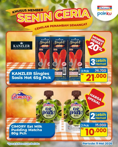 Promo Indomaret Hari Ini 11 Mei 2026, Diskon Sosis Kanzler dan Cimory