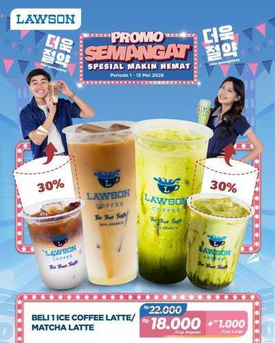 Promo Lawson Station Hari Ini 12 Mei 2026:  Promo Semangat Ice Coffee Latte dan Matcha Latte