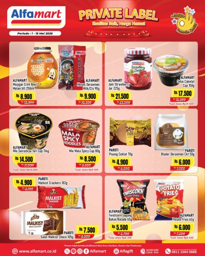 Promo Alfamart Hari Ini 13 Mei 2026, Diskon Private Label untuk Makanan dan Minuman