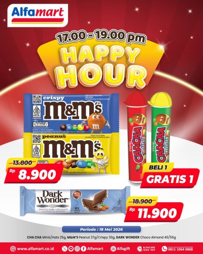 Promo Alfamart Hari Ini 18 Mei 2026, Diskon Happy Hour Pukul 17.00&ndash;19.00