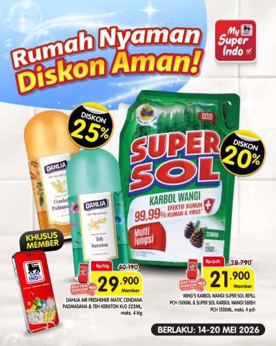 Promo Super Indo Hari Ini 18 Mei 2026, Diskon hingga 25 Persen Produk Kebersihan Rumah